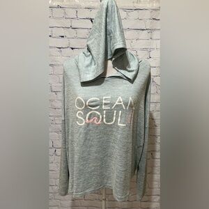 Ocean Soul Long Beach Island Pullover Long Sleeve Hoodie Shirt Size XL